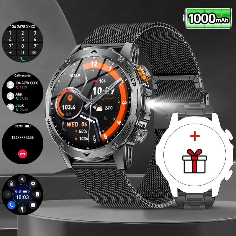 (negro, Correa De Malla) Smartwatch, Batería 1000mah, Pantalla De 1.7 '', Llamada Bluetooth, Asistente De Voz, Ip68 Resistente Al Agua