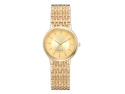 Reloj De Pulsera De Moda Para Mujer Con Brazalete De Acero Y Movimiento De Cuarzo, Acabado Dorado.