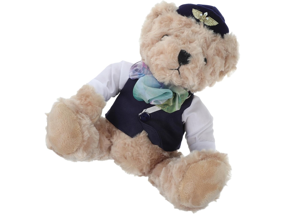 Peluche De Azafata Azul Suave Hecho A Mano, Algodón Pp Suave, Adorables Juguetes De Oso