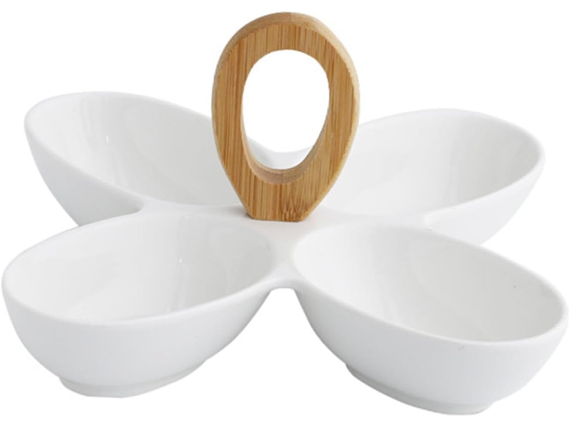 Bandeja De Cerámica Para Frutas, Aperitivos Y Alimentos Secos, Diseño Elegante, Cuatro Servicios.