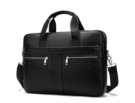 Bolso de cuero genuino vintage Bolso mensajero para computadora portátil Bolsos de hombro tipo bandolera para hombres-negro