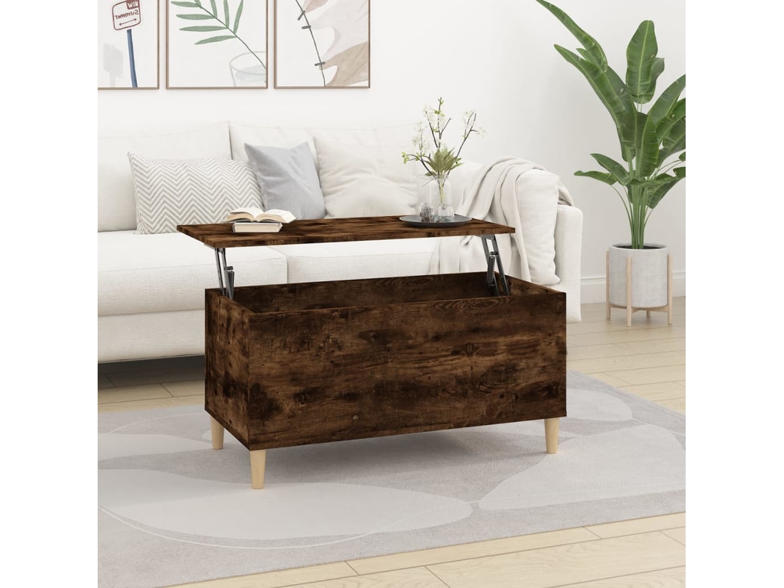 Mesa de Centro de Apoyo 90X44,5X45 Cm Derivados Madera Roble Ahumado
