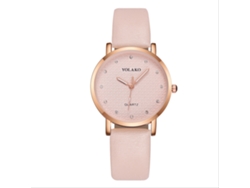 Reloj De Pulsera De Cuarzo Para Mujer Yolako Con Diamantes De Imitación, Aleación, Rosa, Correa De Pu