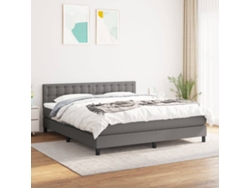 Cama Box Spring Con Colchón Tela Gris Oscuro 160x200 Cm