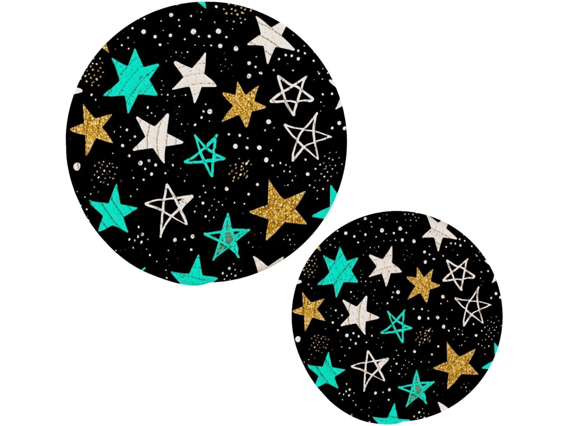 Juego De 2 Salvamanteles Algodón Puro Tejido Estampado Estrellas