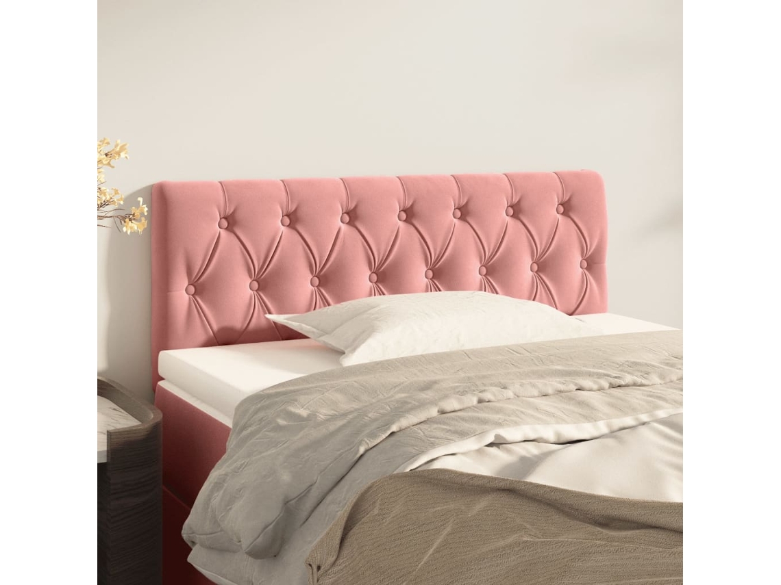 Cabecero De Terciopelo Rosa 90x7x78/88 Cm