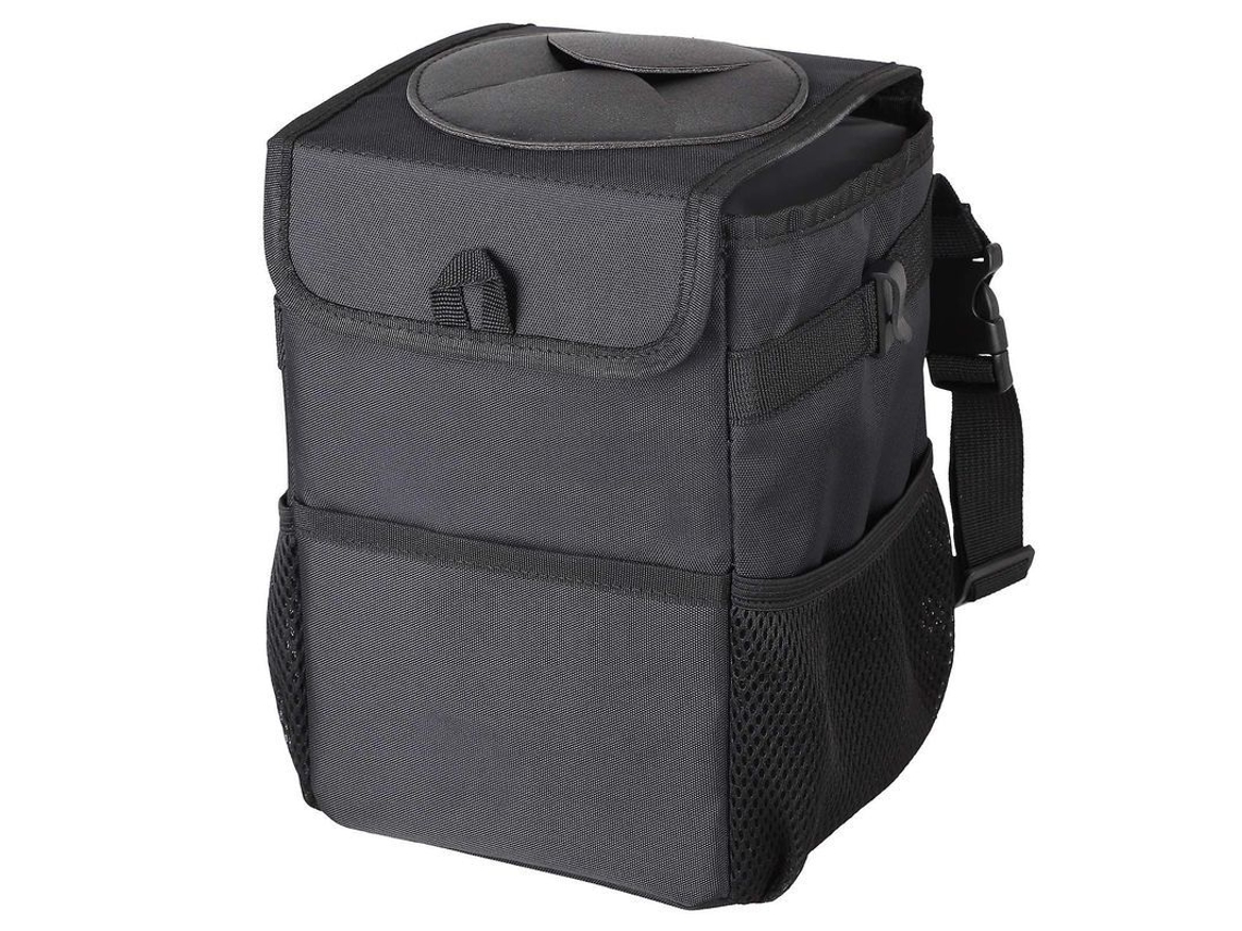 Papelera Para Coche Con Tapa Y 3 Bolsillos De Almacenamiento, Bolsa Para Basura De Coche