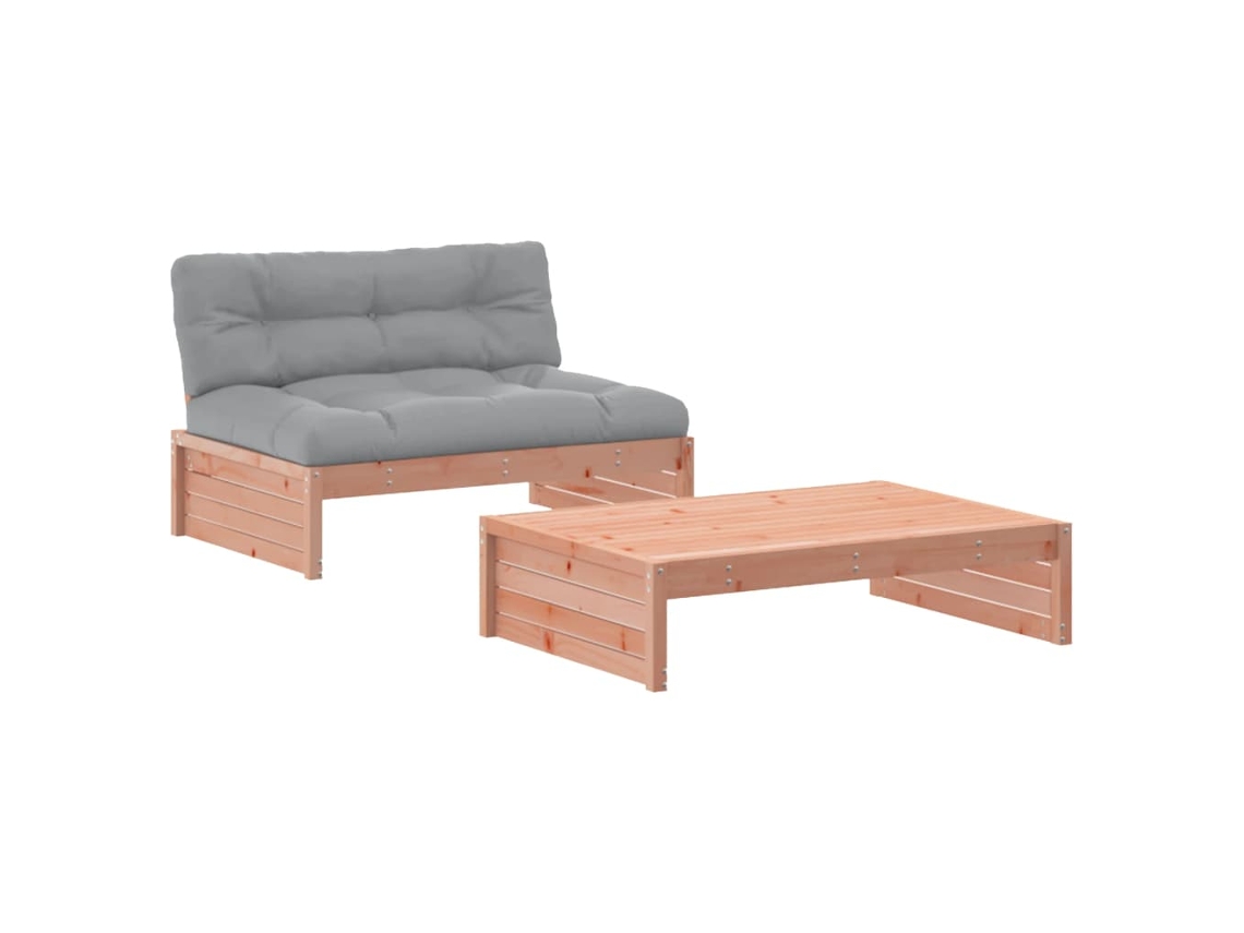 Conjunto 2 de muebles jardín VIDAXL y cojines madera abeto Douglas
