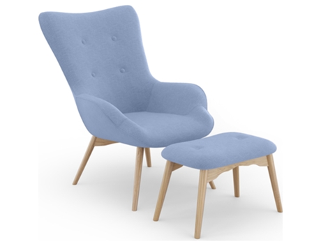 Sillón con Reposapiés Tapizado en Lino Huda 82x72x92cm SCANDINAVIAN STYLE