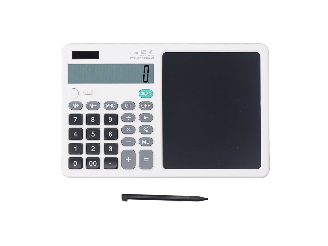 Calculadora Lcd Multifuncional Portátil Con Bloc De Notas Para Oficina/contabilidad - Blanca