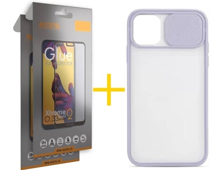 Kit Carcasa y Protector 2 X Cristal Full iPhone 12 Pro Max Skyhe Gel Protection Lilás