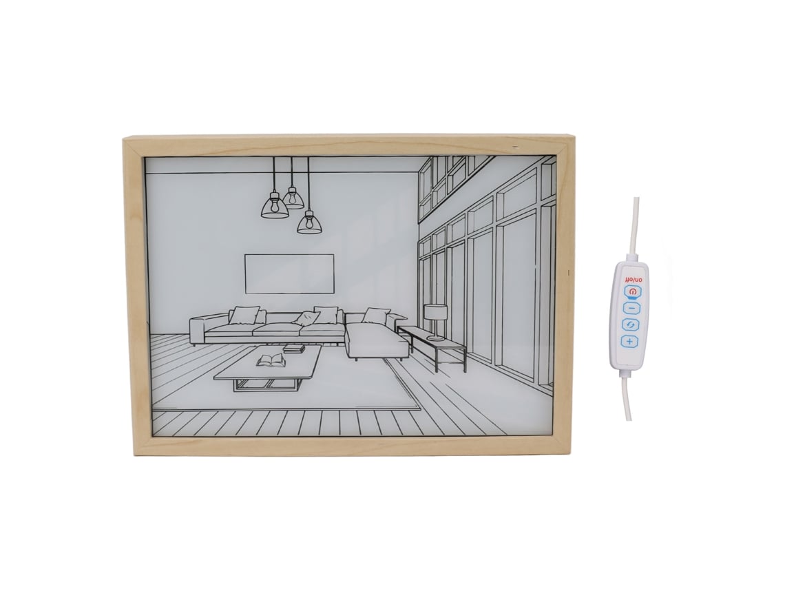 Rebe-arte De Parede Iluminado Led Cuadro Com Moldura Sombras 3 Cores Regulável Para Dormitório Sala Modelo L 3