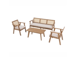 Muebles de jardín de 5 plazas en madera de acacia y ratán CONCEPT U