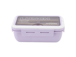 Bandeja De Almoço Com 2 Compartimentos 1100ml Adulto Bento Box Roxo Com Colher E Palitos