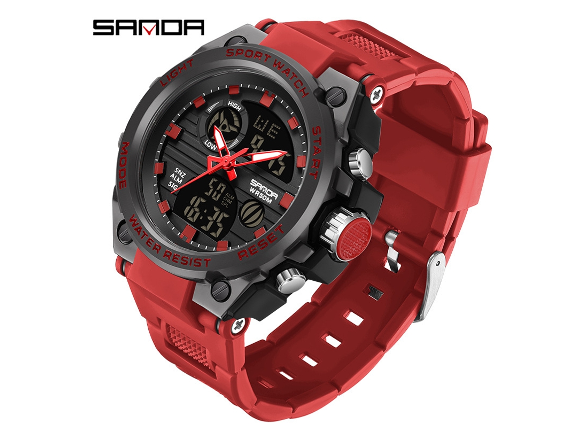 Reloj Electrónico (rojo Para Hombre), Reloj Deportivo Impermeable Para Exteriores, Reloj Electrónico Luminoso Multifuncional.