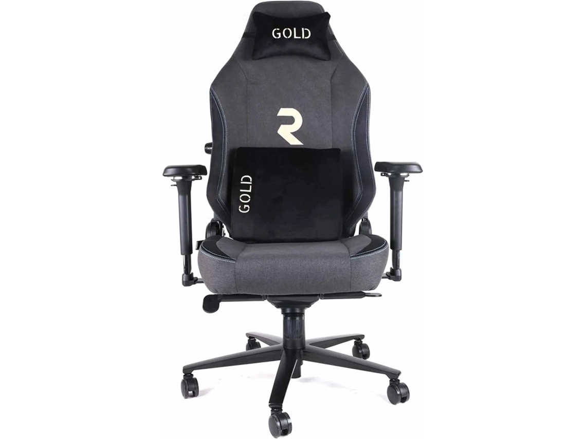 Silla Gamer Profesional Dorada. Inclinación de 180º, altura ajustable, reposabrazos 4d, cojín cervical y lumbar Romo