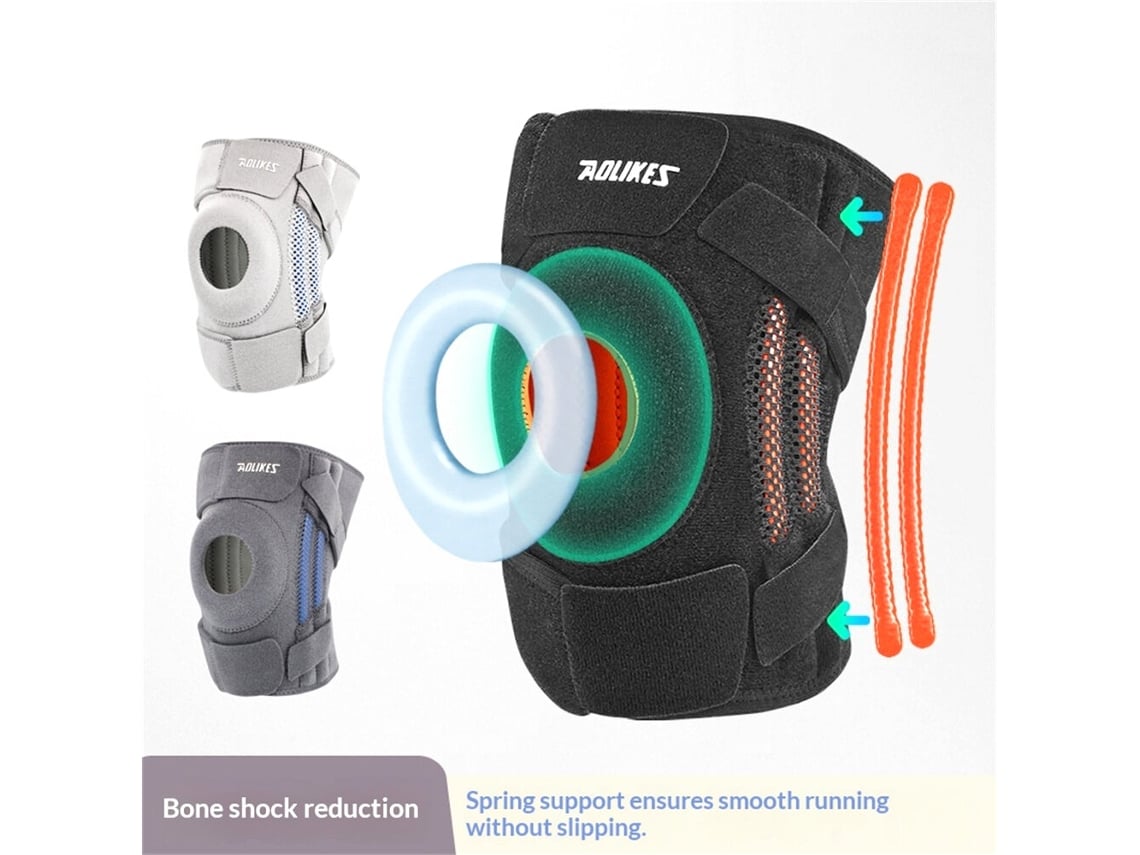 Cinza Claro aolikes Joelheira Elástica Antiderrapante 1 Unid Suporte Pressão Ajustável Silicone Esportes Corrida Ciclismo Caminhada Trilha