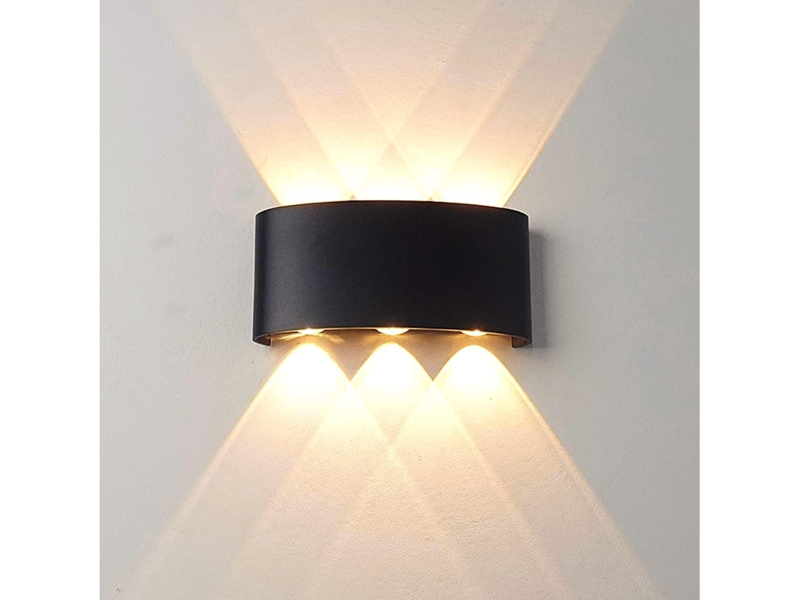 Aplique De Pared Led Moderno Para Interiores (blanco Cálido), 6 W, Cuerpo Negro, Resistente Al Agua Ip65