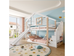 Litera De Madera De Estilo Nórdico Con Tobogán, Blanca.