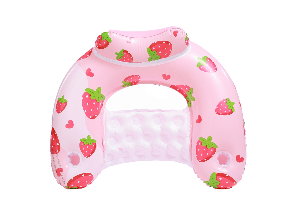 Silla Hinchable Para Piscina Con Portavasos Y Respaldo Juguete Para Fiestas En La Piscina Con Forma De Fresa Siurn