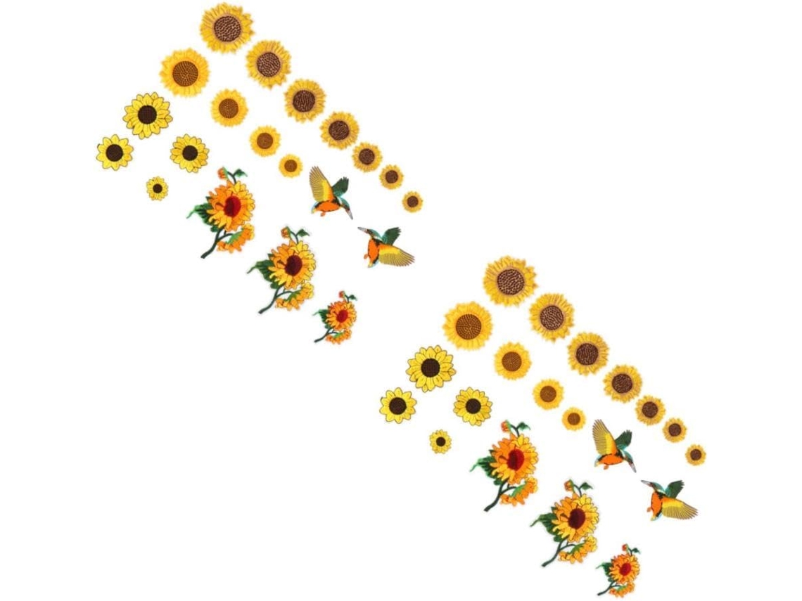 2 Juegos De Parches Bordados Termoadhesivos Diy, Juego De Parches De Girasol Para Ropa, Bolsos Y