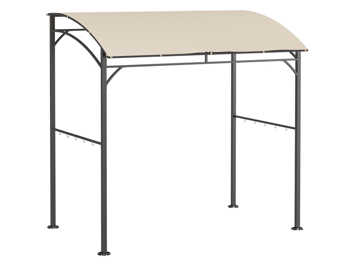 Quiosco impermeable para barbacoa con ganchos de acero, color beige/negro.