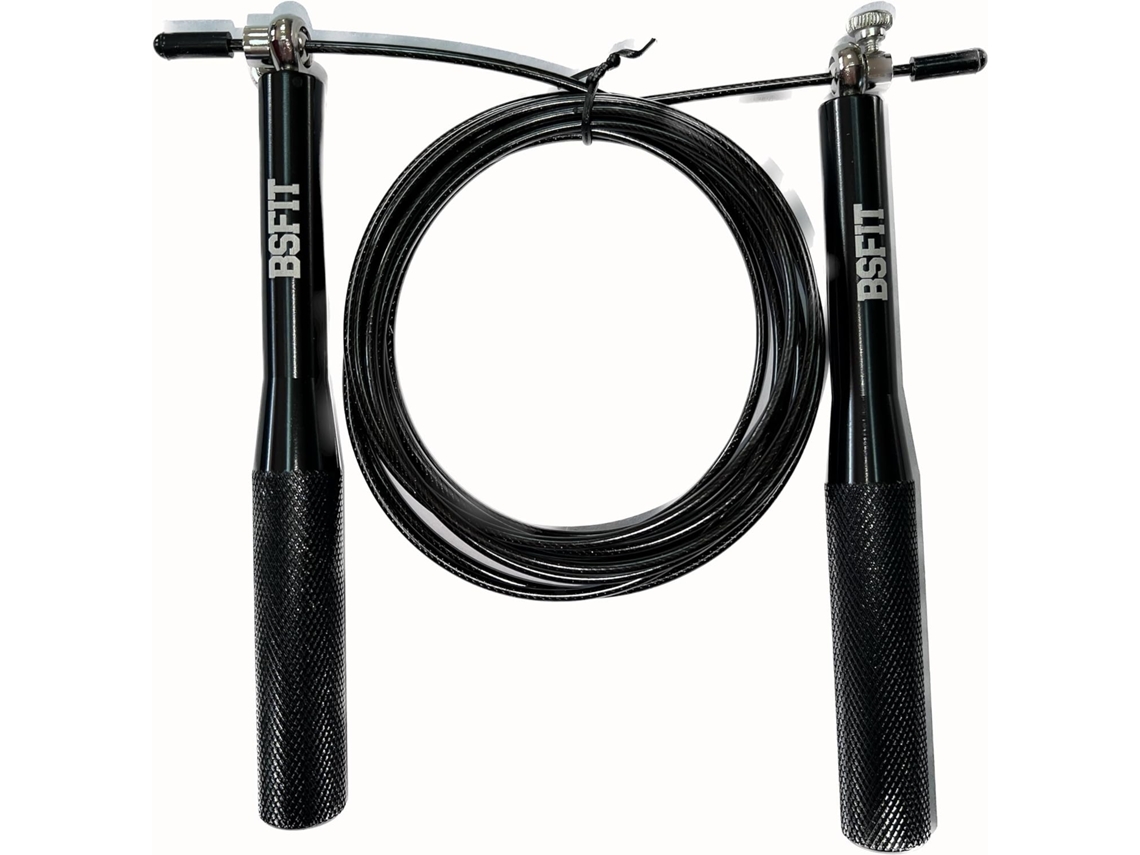 Cuerda de salto rápida de aluminio BSFIT. Salta hacia la excelencia con accesorios para salto y cuerda de velocidad, boxeo, gimnasio, salto (aluminio negro).