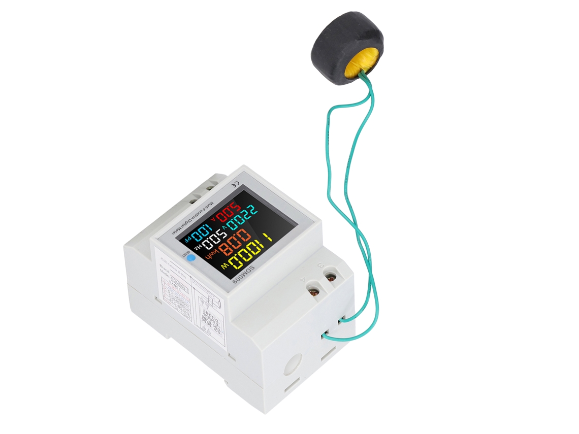 Medidor de energía monofásico Omni para rieles con factor de potencia y frecuencia, instrumento multifuncional AC250-450V