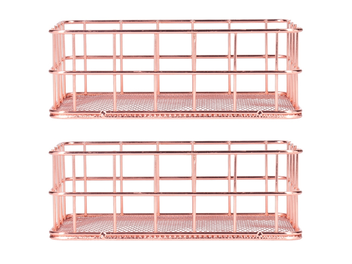 2pcs Canasta De Hierro Forjado Rosado Nórdico Simple Para Organizar Escritorio Contenedor De Almacenamiento