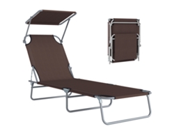 Tubo Jardín Plegable, Toldo, Reclinable, 187x58x77cm, Marrón