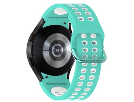 Correa de Silicona 20mm de dos colores con hebilla de doble orificio para Samsung Galaxy Watch4 40mm/44mm/Watch4 Classic 42mm/46mm - cian blanco