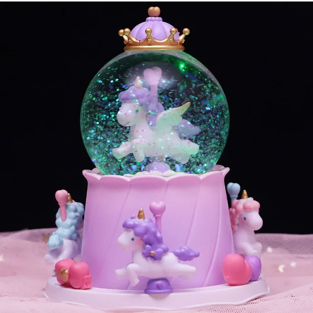 (estilo 34) Caja De Música Con Bola De Cristal Y Luz. Regalo Para El Día De San Valentín.