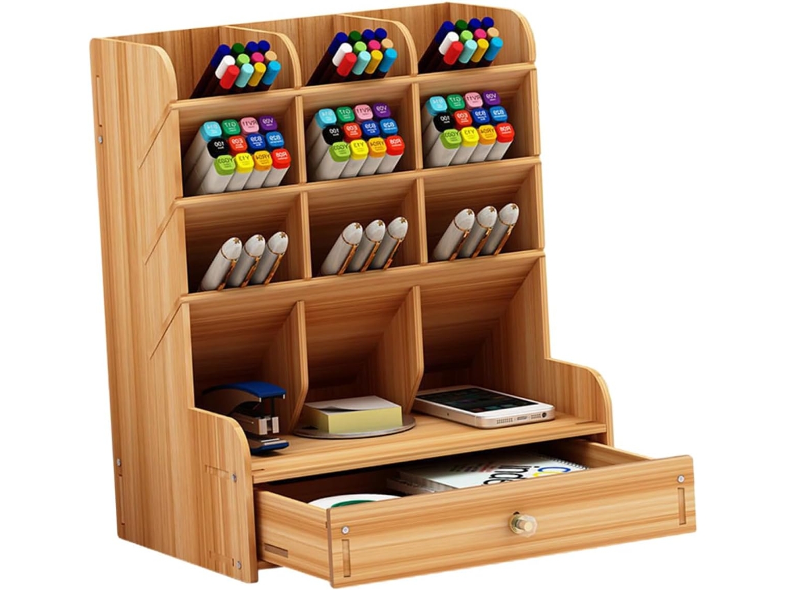 Besportble Caja De Almacenamiento Madera Stobaza Para Oficina Y Cerezo Papelería Accesorios