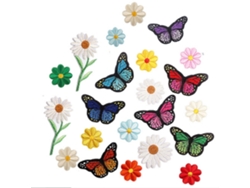 22 etiquetas termoadhesivas de flores y mariposas para abrigos, vaqueros, mochilas, manualidades y bricolaje en camisetas y ropa.