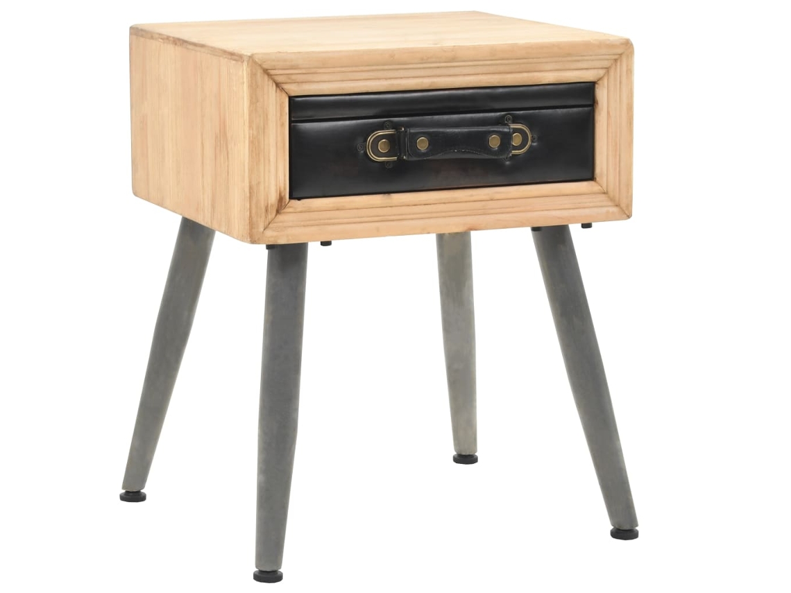 Mesita de Noche Madera de Abeto Maciza 43X38X50 Cm