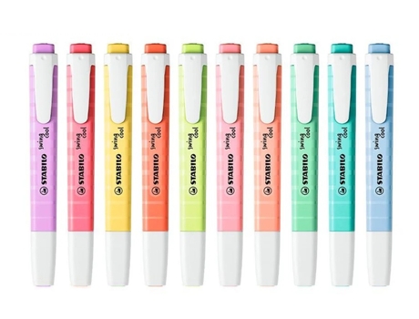 Marcador Stabilo Fluorescente Swing Cool Pastel Deskset Estojo de 18 Unidades Cores Sortidas