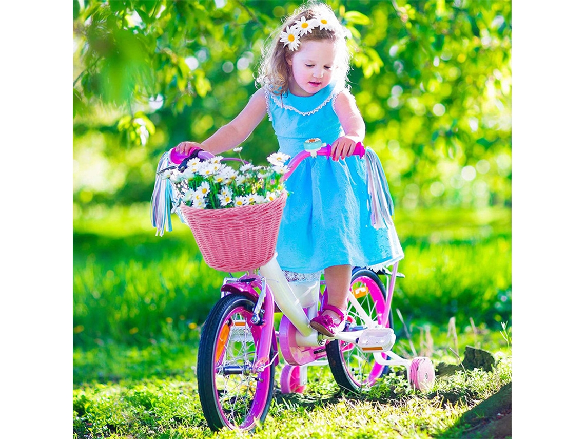 Cesto Dianteiro Para Bicicleta Infantil Em Rattan Plástico Com Cintos Ajustáveis Para Meninos E Meninas