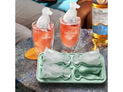 Molde De Silicona 3d Para Hielo, Con Forma De Perro Labrador, 4 Agujeros, Reutilizable Para Cócteles Y Whisky.