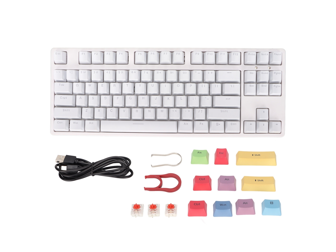 Teclado Mecánico Gamer Cableado De 87 Teclas Blanco