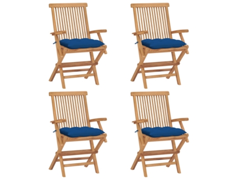 Conjunto 4 Silla de exterior VIDAXL Azul Teca (55x60x89 cm)