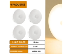 MDUG (luminária Noturna Led de Luz Quente com 4 Peças, Sensor de Movimento, Sensor Digital e Adsorção Magnética)
