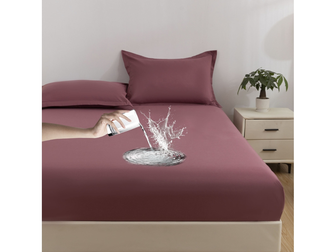 Protector De Colchón Impermeable, Funda De Almohada No Incluida, Suave Y Delicado Para La Piel, Color Rojo, 200x220cm. Panoona