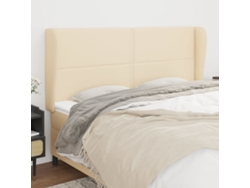 Cabecero Con Orejas De Tela Color Crema 183x23x118/128 Cm