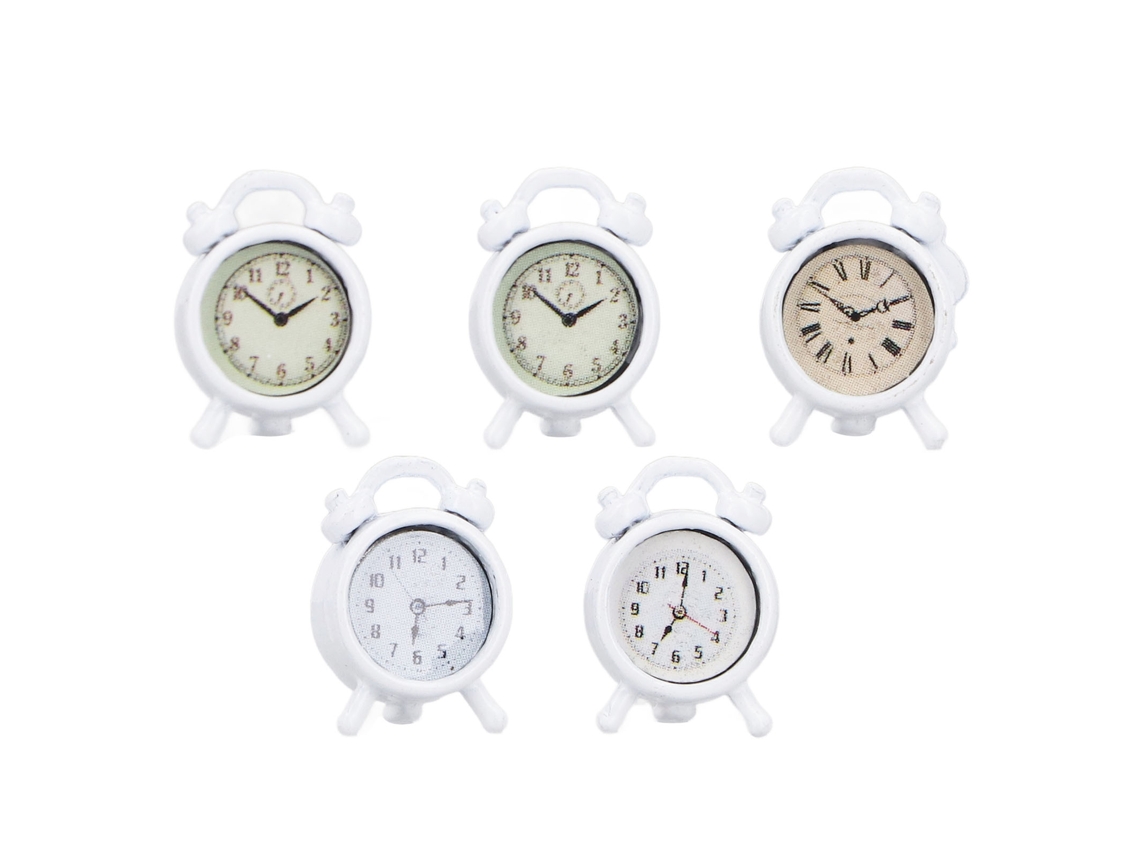 Juego De 5 Relojes Despertadores En Miniatura Para Casas De Muñecas Retro A Escala 1/12.