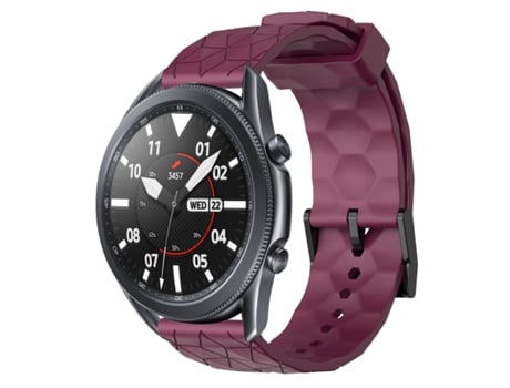Correa de reloj inteligente para Samsung Galaxy Watch3 45 mm 22 mm Patrón de fútbol Correa de silicona de color sólido (rojo vino)