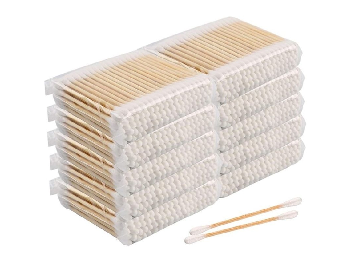 Bastoncillos De Algodón Orgánico Biodegradables Con Palitos De Madera, Paquete De 10 (1000 Unidades)