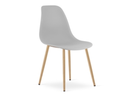 Silla De Comedor Kaleo Asiento Gris, Piernas Naturales, Asiento Ergonómico, Patas Niveladoras Ajustables