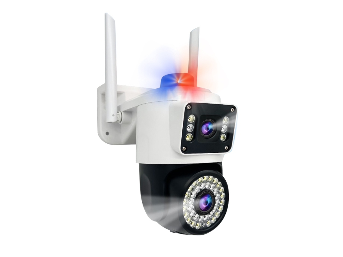 Cámara de seguridad inalámbrica inteligente con conexión wifi para uso en interiores y exteriores.