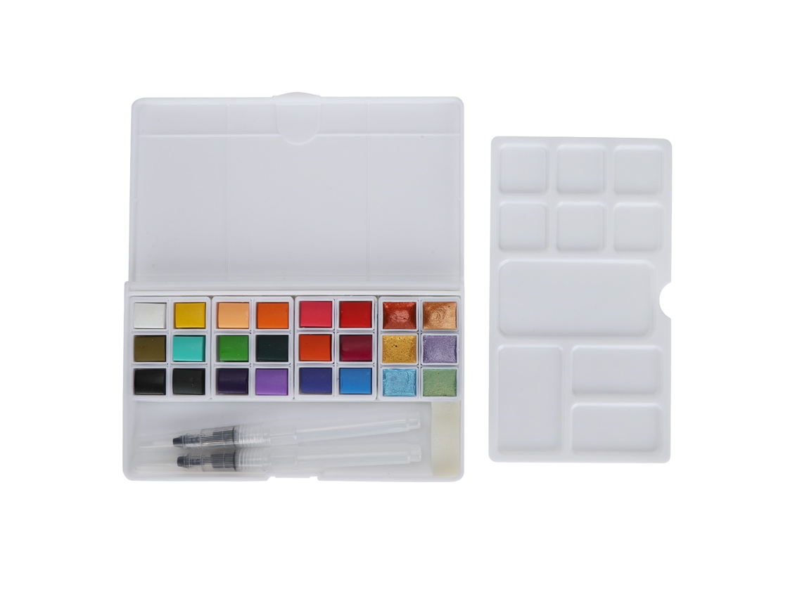 Juego De 24 Acuarelas Con Caja, Nacaradas, No Tóxicas, Para Arte Y Pintura.