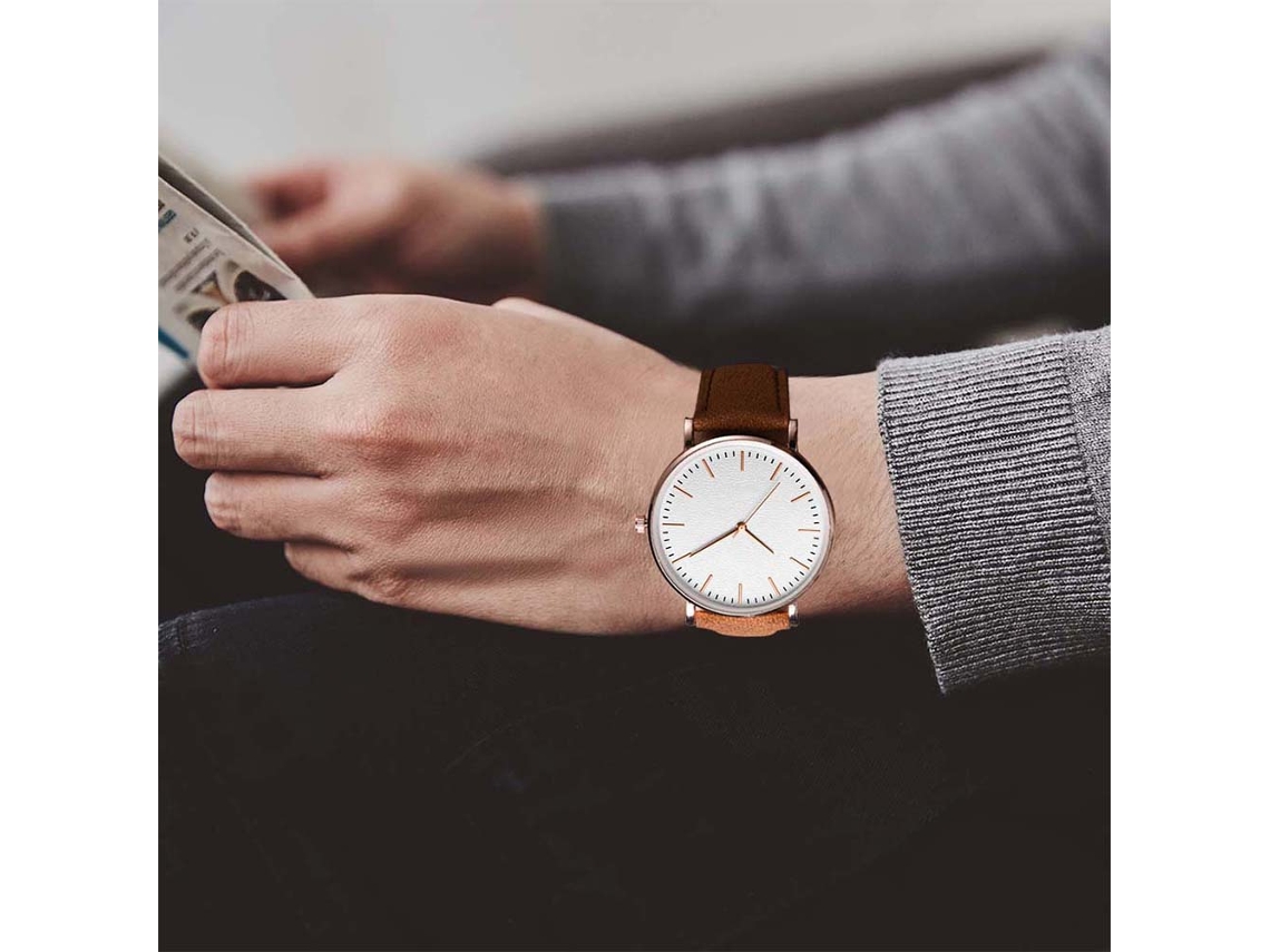 Reloj De Aleación Simple Y Moderno Con Dial Redondo Reloj De Cuarzo Para Mujer Y Hombre